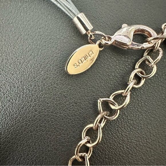 Chico’s Rose Gold tone Rhinestone Square Circle Pendant Necklace - Picture 3 of 3